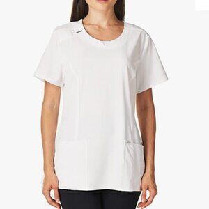 Cherokee Infinity Women Scrubs Top Round Neck, Medium, White